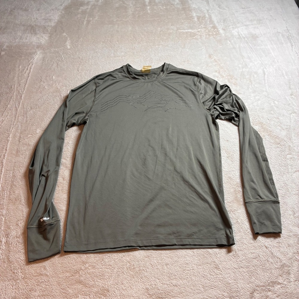 Eastern Mountain Sports EMS Techwick Mens M Base Layer Shirt Green Topo Graphic